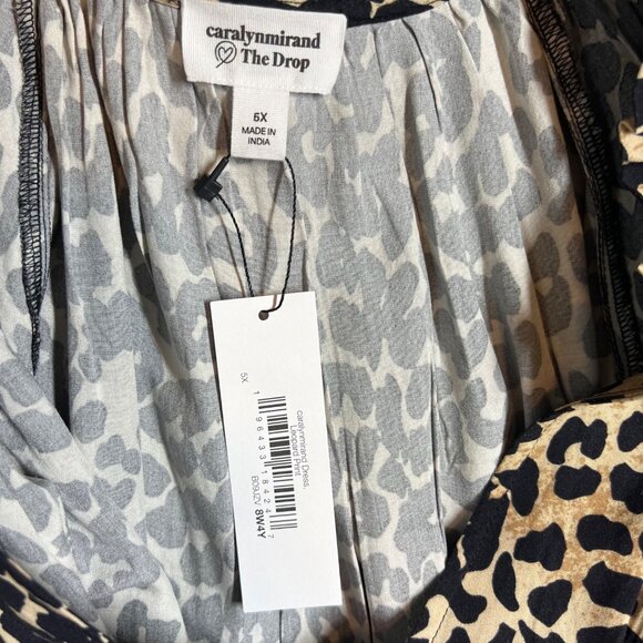 Caralyn Mirand The Drop Women's Plus Size Leopard Print 3/4 Sleeve Tiered Dress - Picture 4 of 8